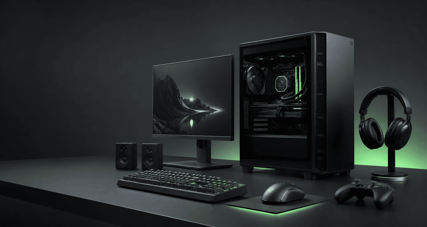Curated PC desk setup